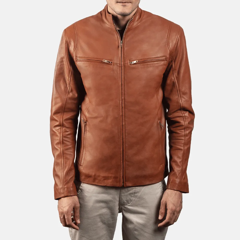 Turbo Brown Motorcycle Leather Jacket