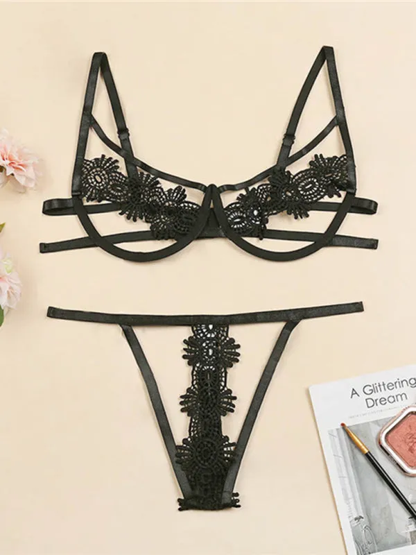 Women's Sexy Lace Bra And Thong Set