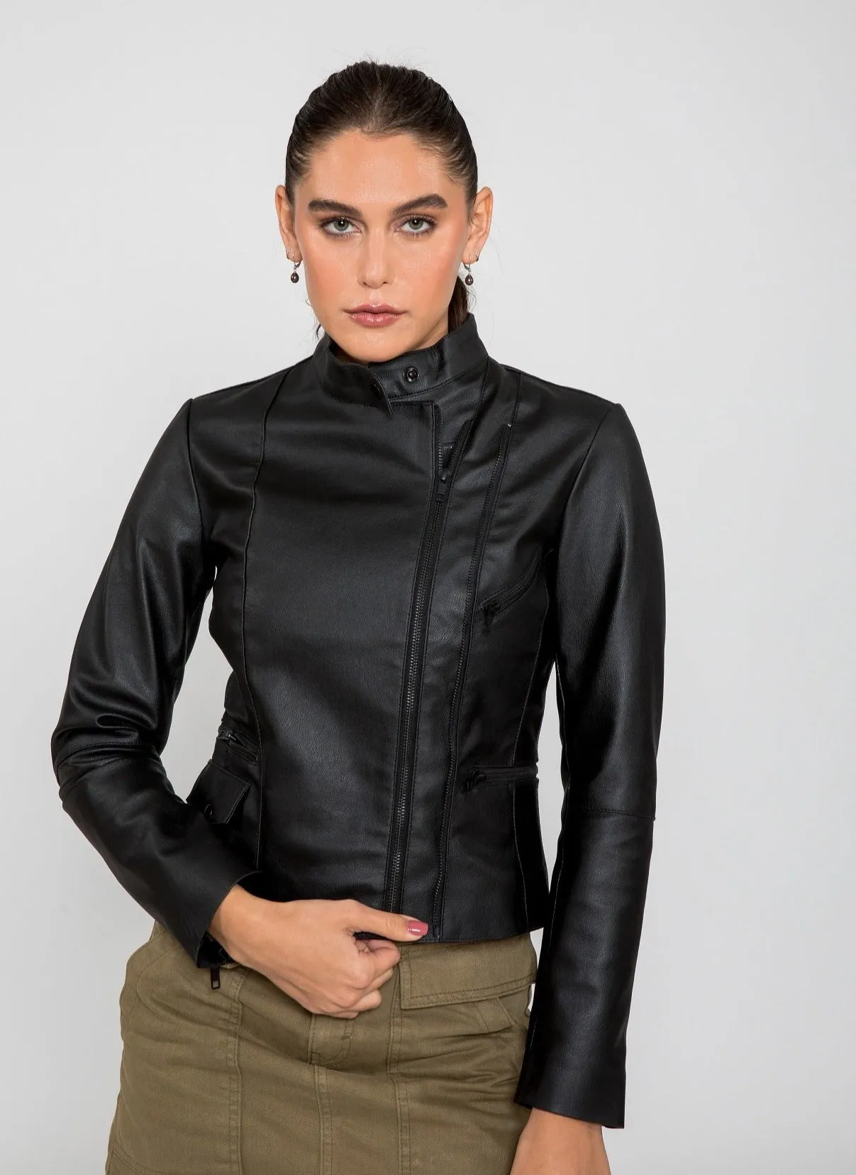 Women's Skylar Biker PU Faux Leather Jacket