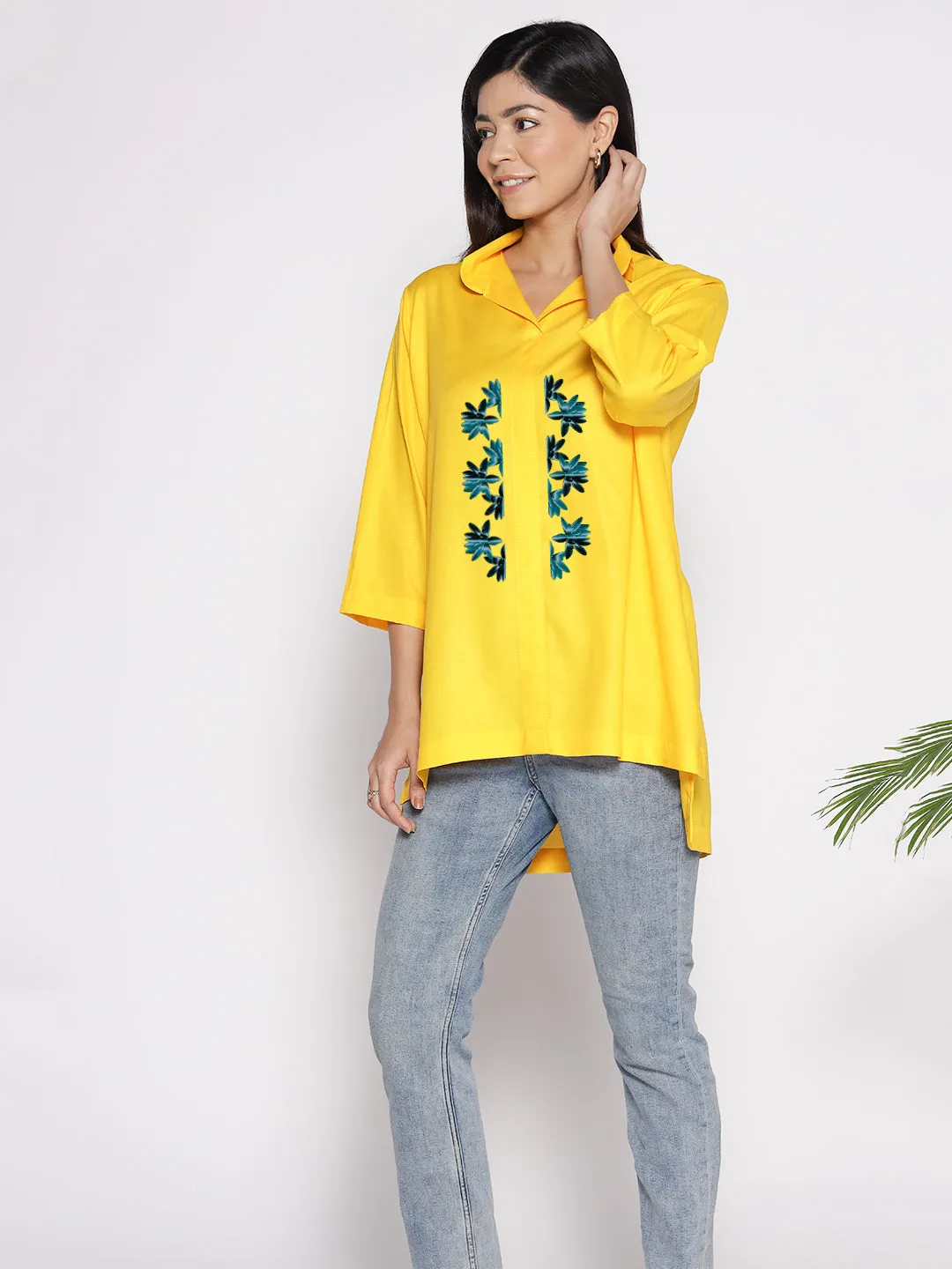 Yellow Rayon ShirtTop - Tulpan